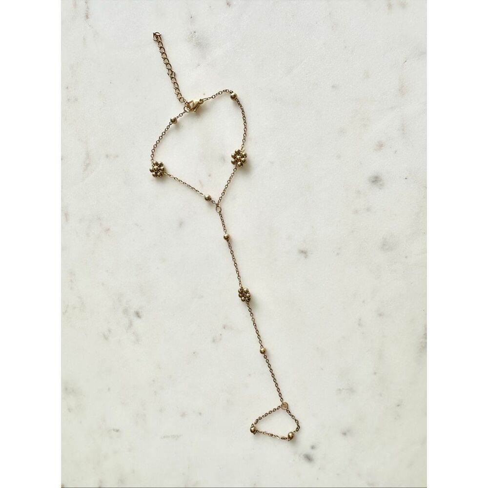 Gold flower color finger chain link bracelet